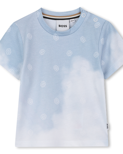 Kids Atelier-Boss-Persian Blue Sky Patterned T-Shirt
