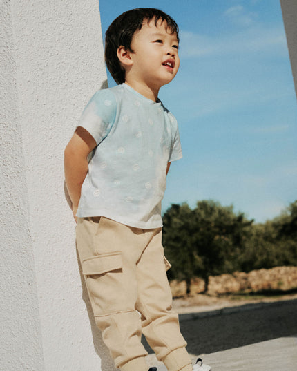 Kids Atelier-Boss-Persian Blue Sky Patterned T-Shirt