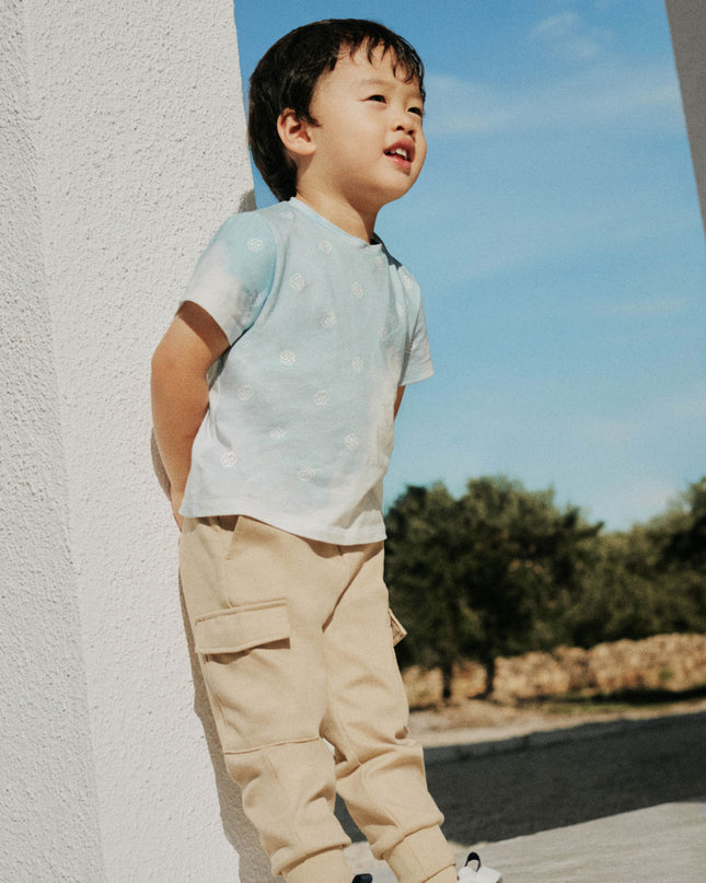 Kids Atelier-Boss-Persian Blue Sky Patterned T-Shirt