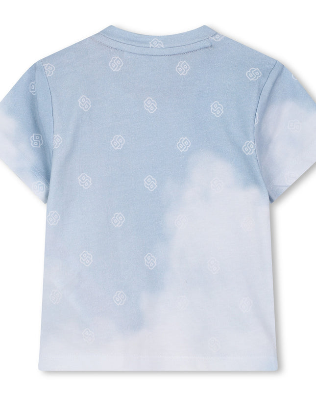 Kids Atelier-Boss-Persian Blue Sky Patterned T-Shirt