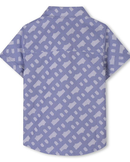 Kids Atelier-Boss-Blue Patterned Short Sleeve Shirt