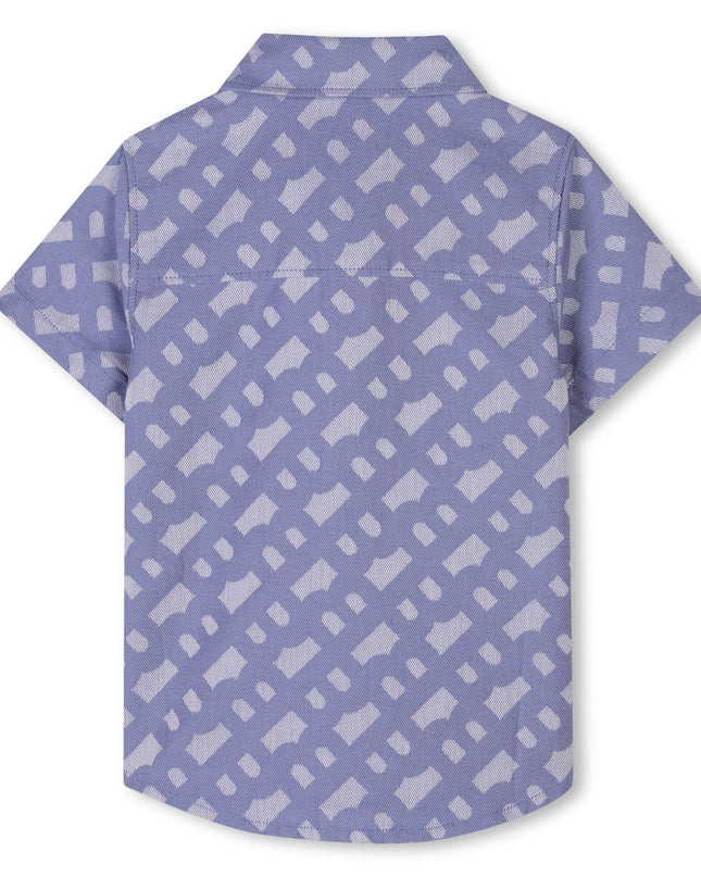 Kids Atelier-Boss-Blue Patterned Short Sleeve Shirt