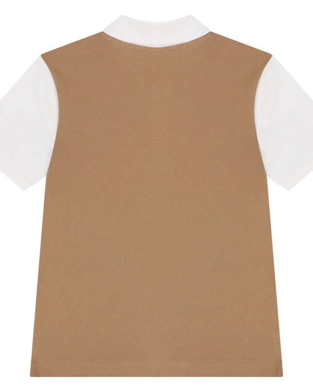 Kids Atelier-Boss-White & Beige Logo Polo Shirt
