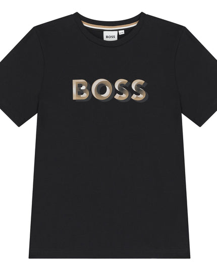 Kids Atelier-Boss-Black Short Sleeves T-Shirt