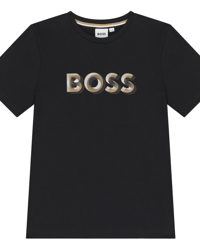 Kids Atelier-Boss-Black Short Sleeves T-Shirt