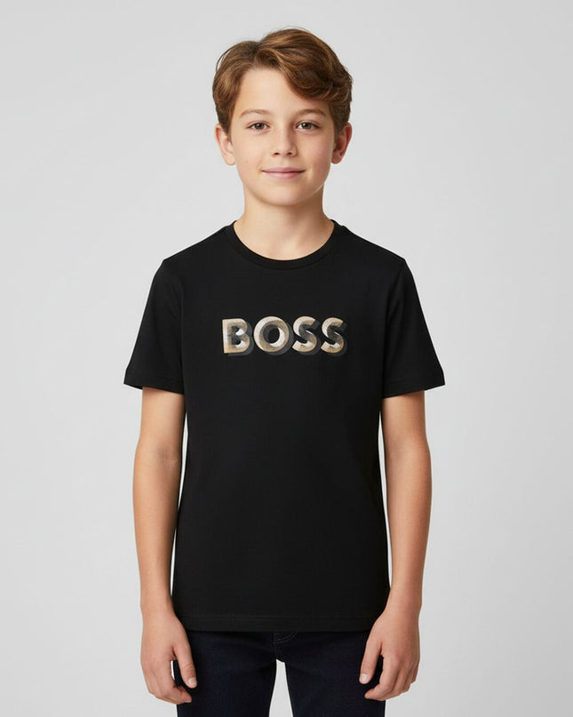 Kids Atelier-Boss-Black Short Sleeves T-Shirt