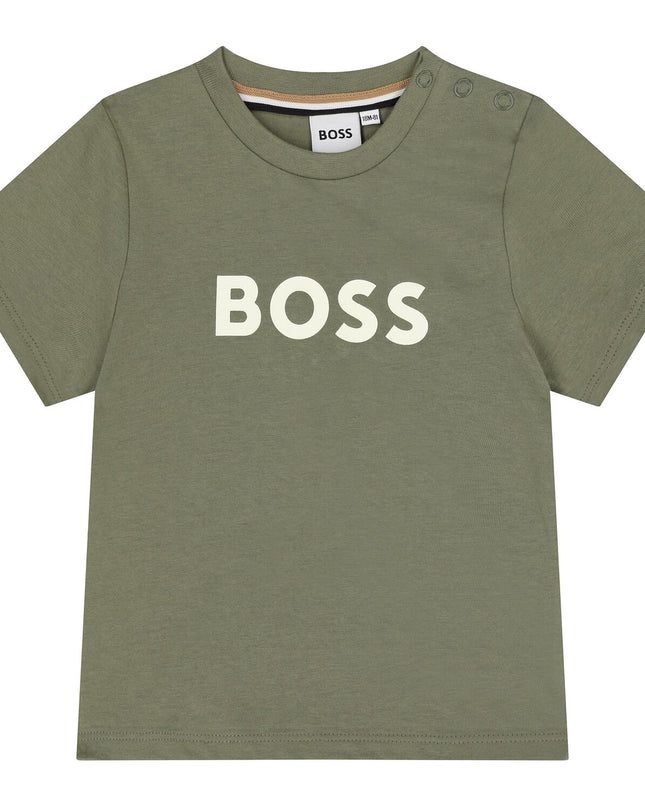 Kids Atelier-Boss-Boys Green Logo T-Shirt