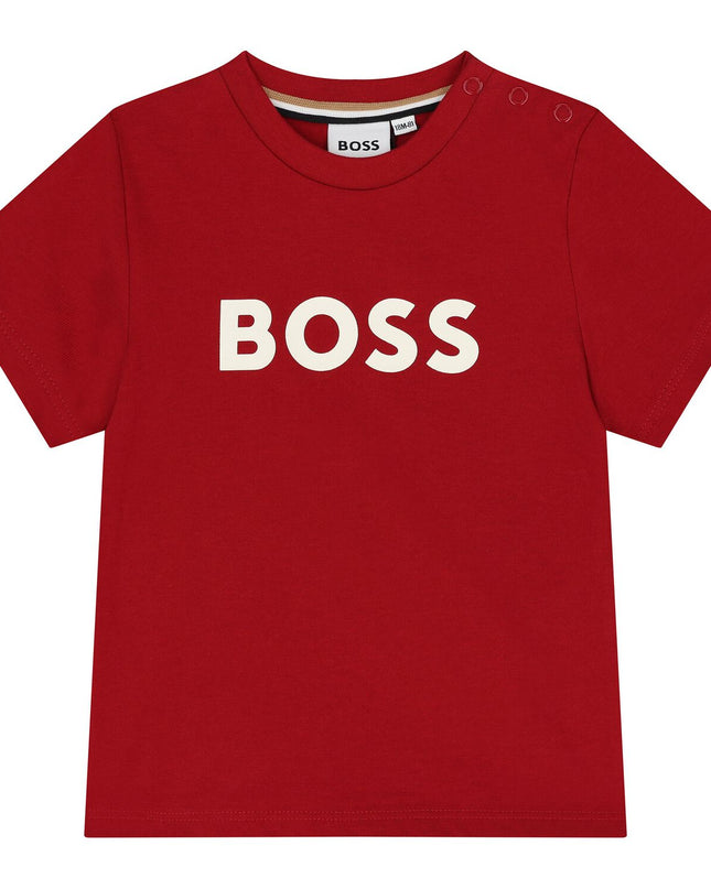 Kids Atelier-Boss-Red Short Sleeve Logo T-Shirt