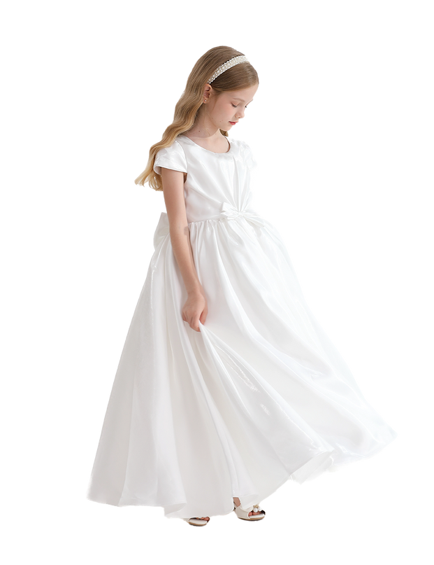 White Bow Long Brea Dress