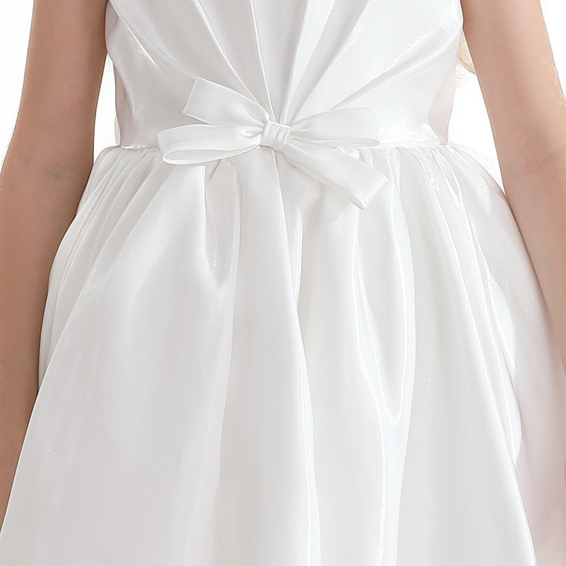 White Bow Long Brea Dress