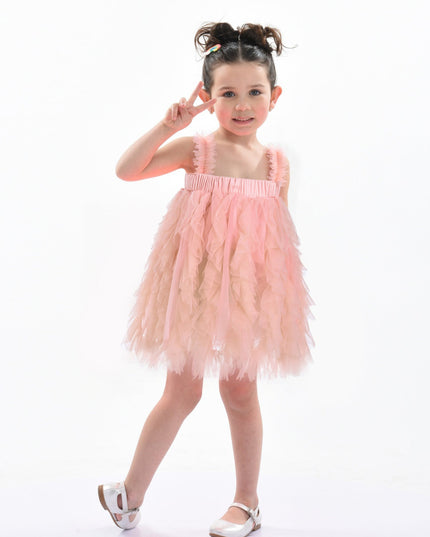 Pink Sleeveless Ruffle Layered Dress
