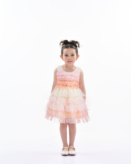 Pink Ruffle Layered Tulle Dress