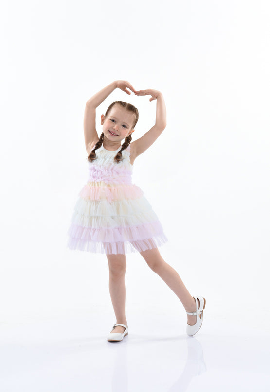 Purple Ruffle Layered Tulle Dress