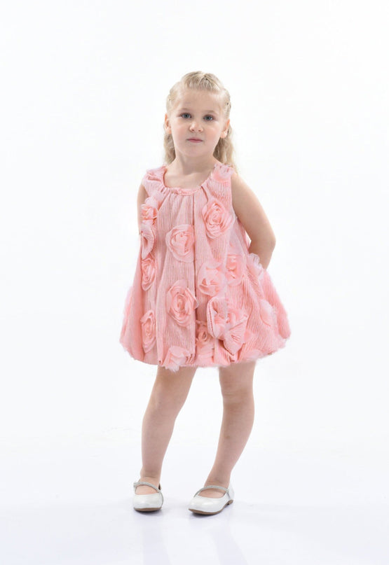 Pink Bow Flower Sleeveless Dress