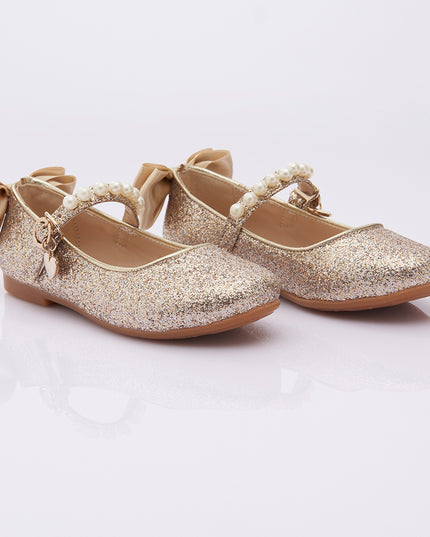 Gold Glitter Bow Flats