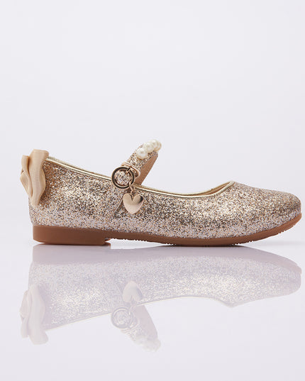 Gold Glitter Bow Flats
