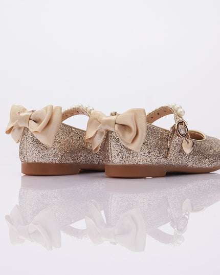 Gold Glitter Bow Flats