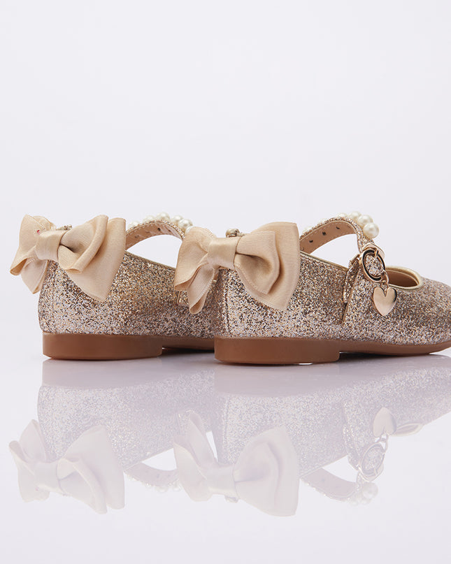 Gold Glitter Bow Flats