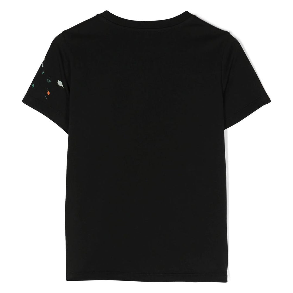 moschino-mini-Black Paint Cotton T-Shirt-hom04l-laa24-60100