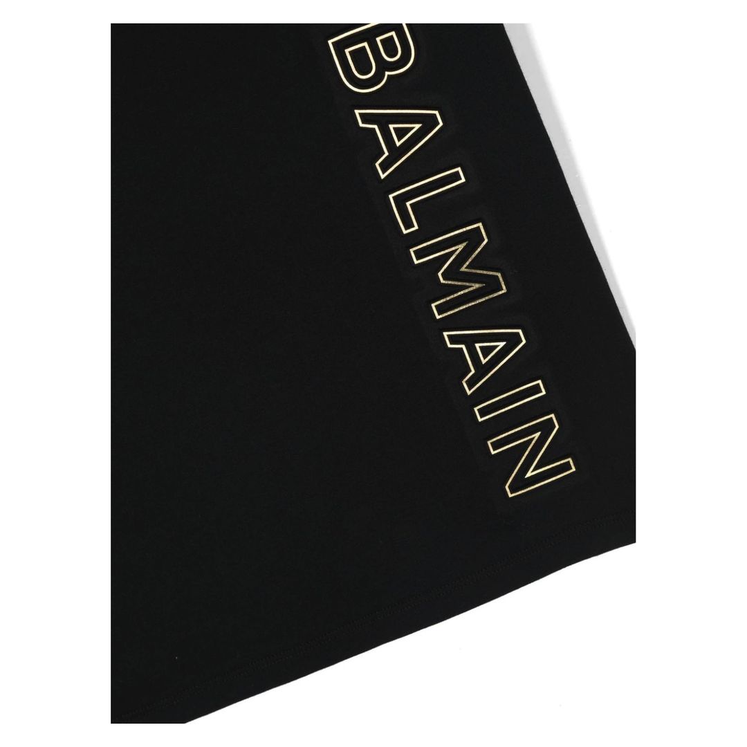 balmain-Black Cotton Graphic T-Shirt-bu8p31-z0057-930or
