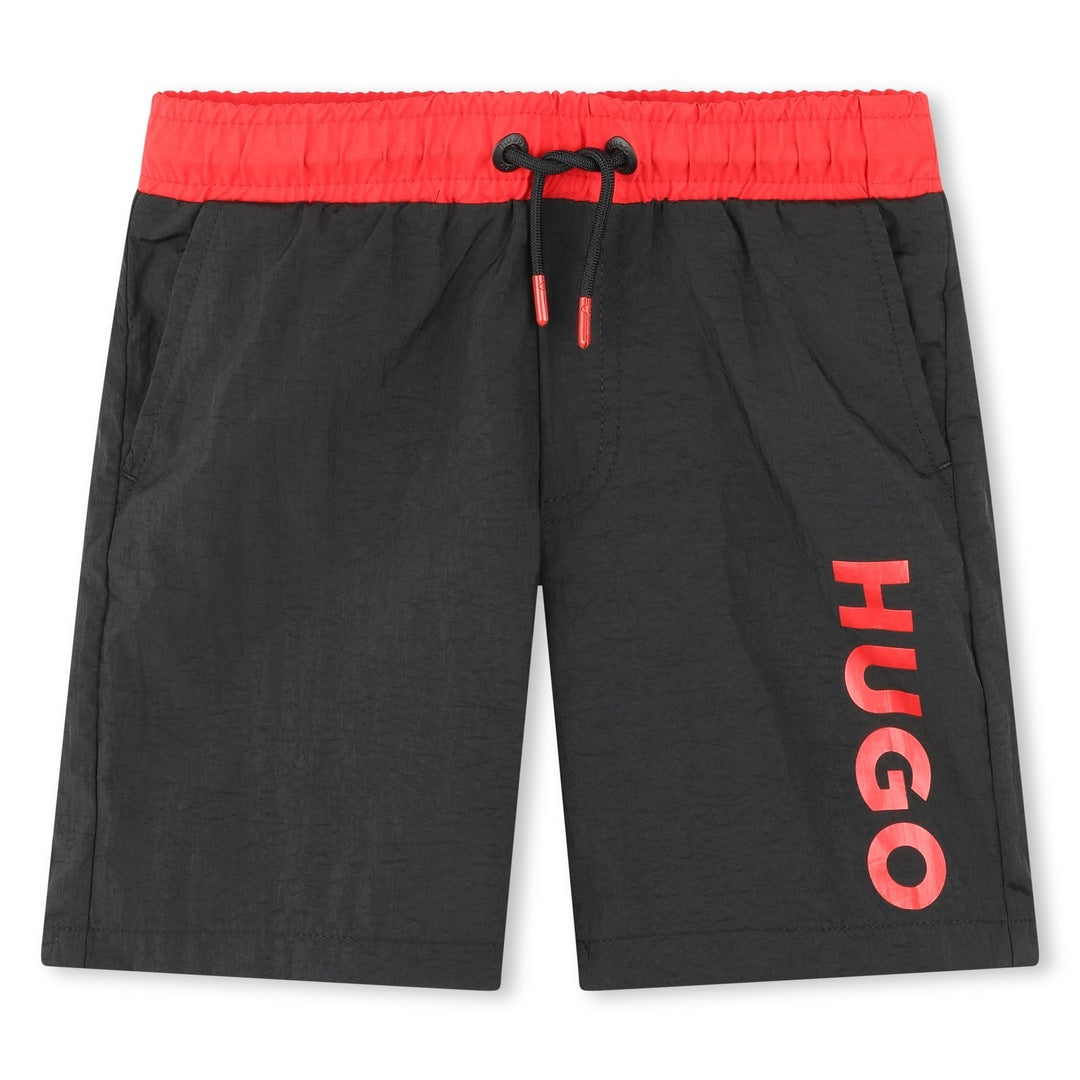 hugo-g00002-09b-kb-Black & Red Swim Shorts