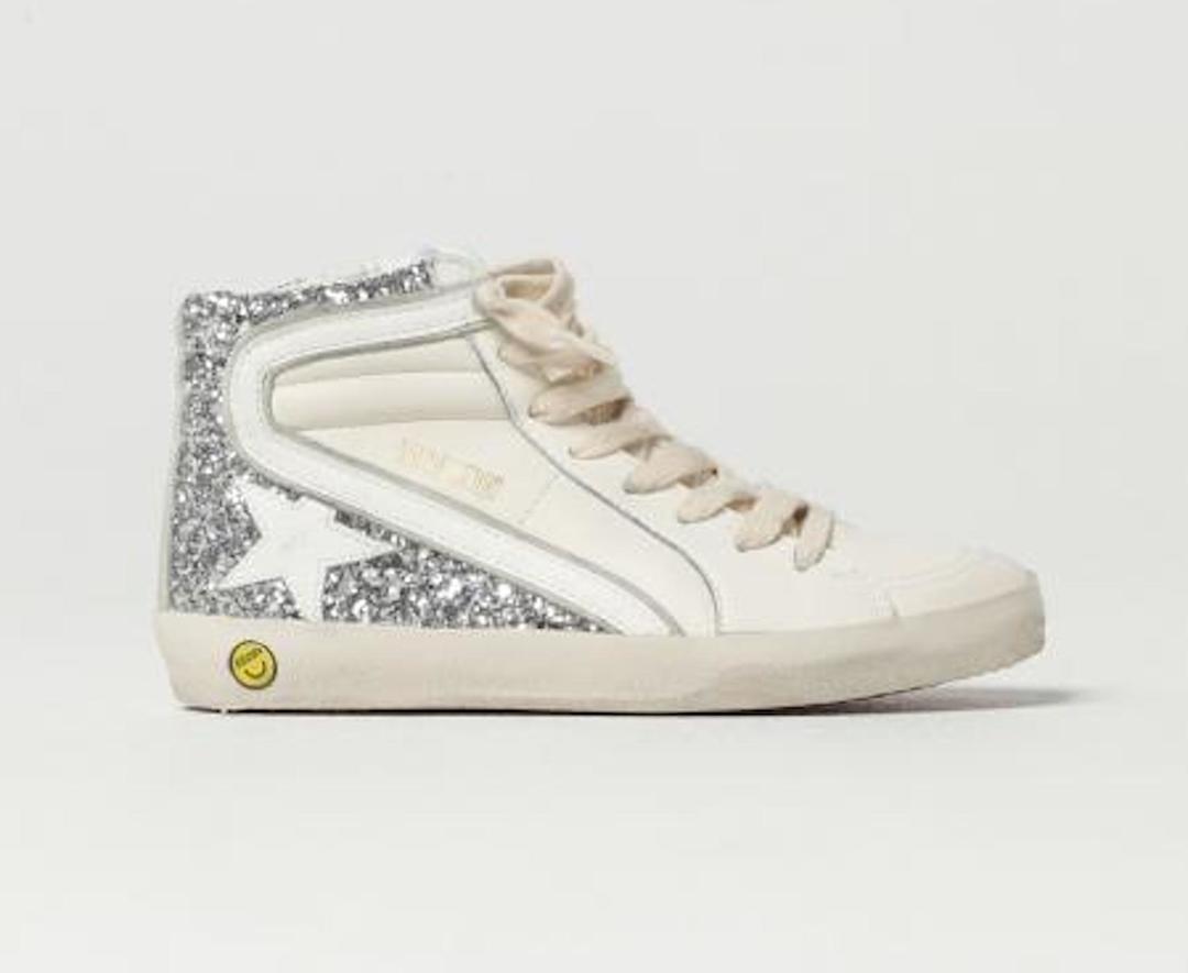 Golden Goose-GYF00603-F004876-10268-SLIDE NAPPA AND GLITTER UPPER NAPPA TOE LEATHER STAR AND WAVE SUEDE LIST