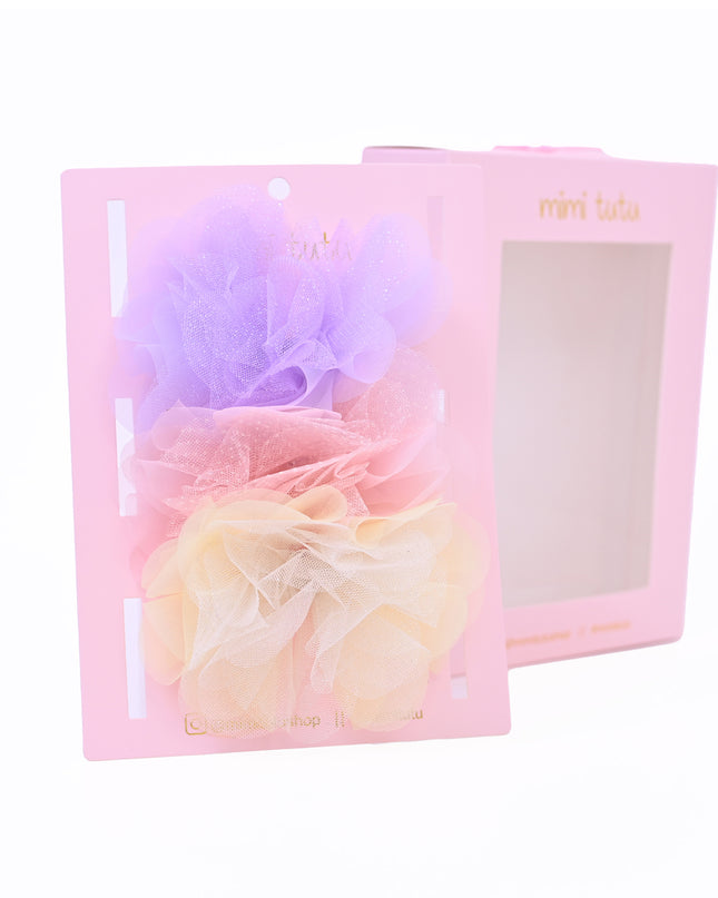 Tulle Flower Bow Hairclip Set