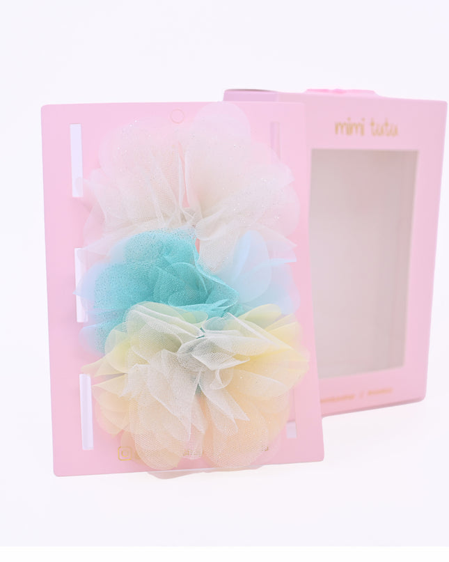 Tulle Flower Bow Hairclip Set