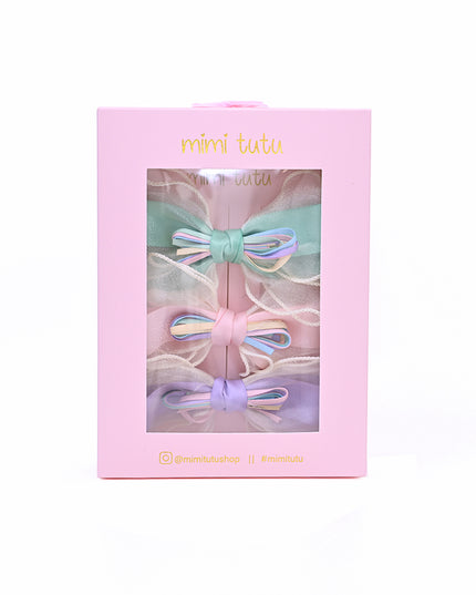 Multicolor Ribbon Bow Hairclip Set