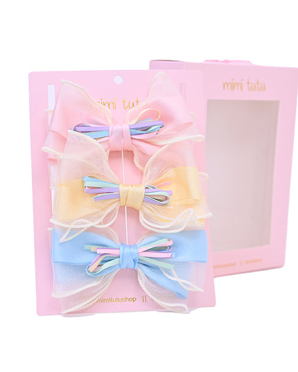 Multicolor Ribbon Bow Hairclip Set