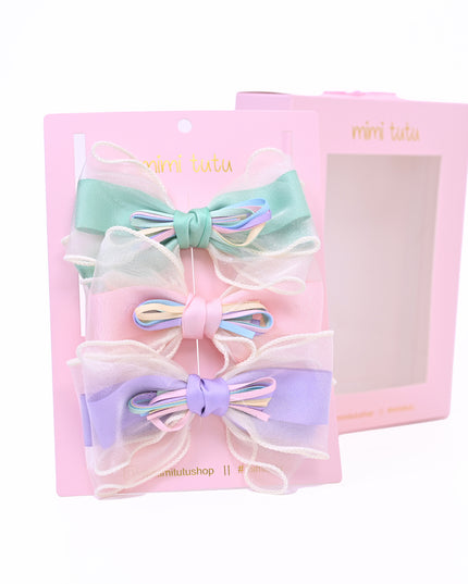 Multicolor Ribbon Bow Hairclip Set