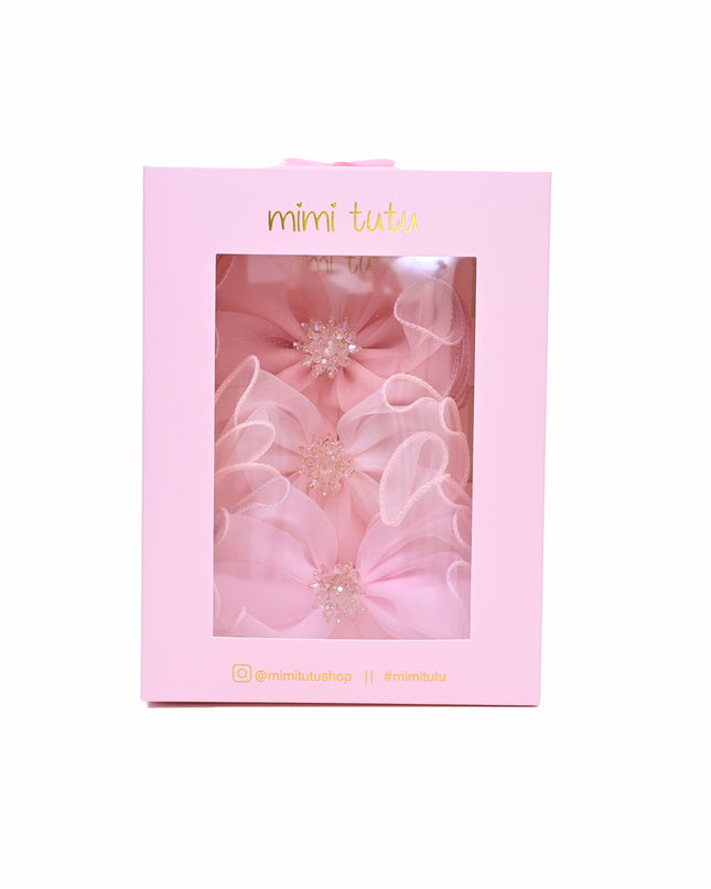 Multicolor Crystal Flower Bow Hairclip Set