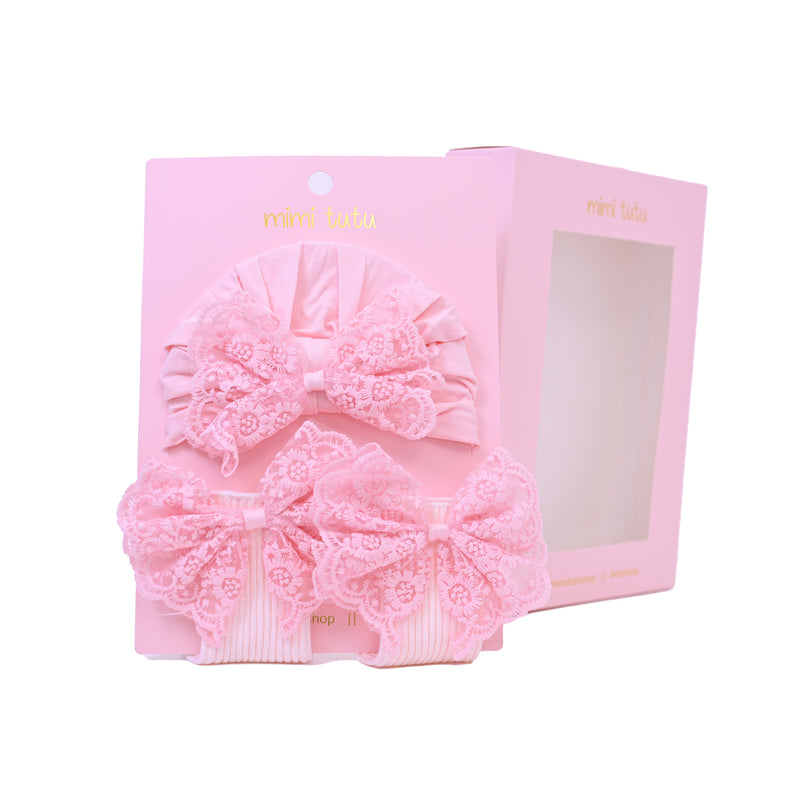 Pink Lace Bow Gift Set