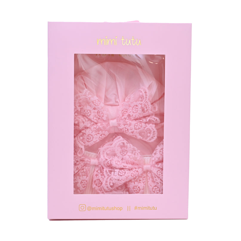 Pink Lace Bow Gift Set