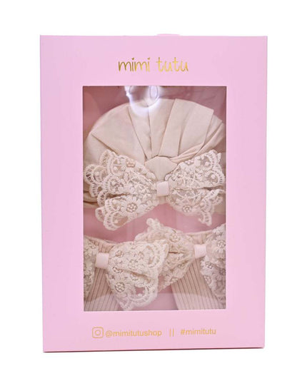 Beige Lace Bow Gift Set