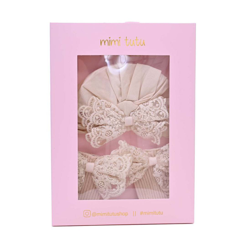Beige Lace Bow Gift Set