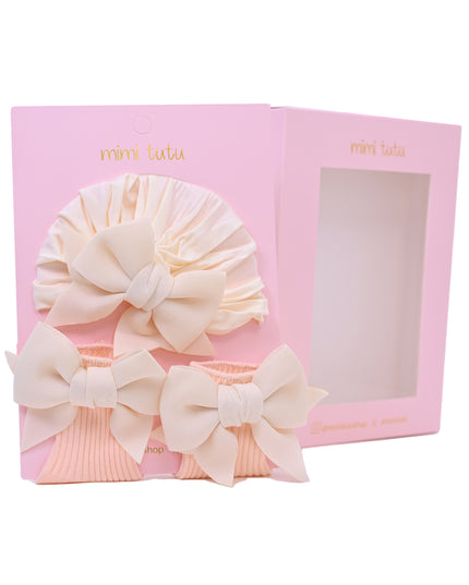 Ivory Bow Pink Sock Gift Set