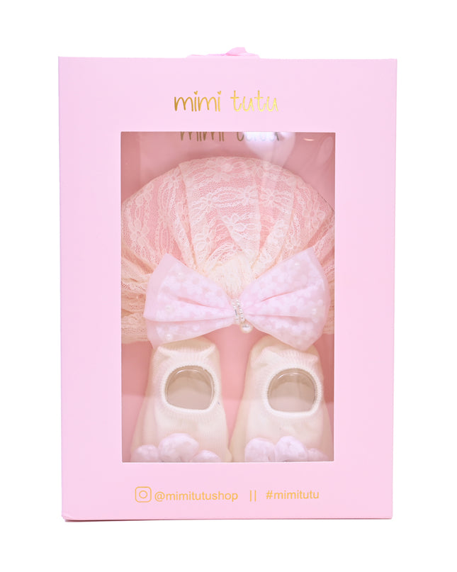Pink Bow and Flower White Gift Set