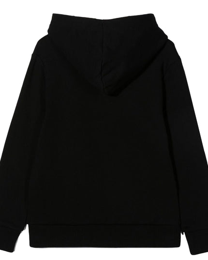 BALMAIN-HOODED SWEATSHIRT W/ TAPE TEXT LOGO-6R4O00-Z0081-930-BLACK GLD