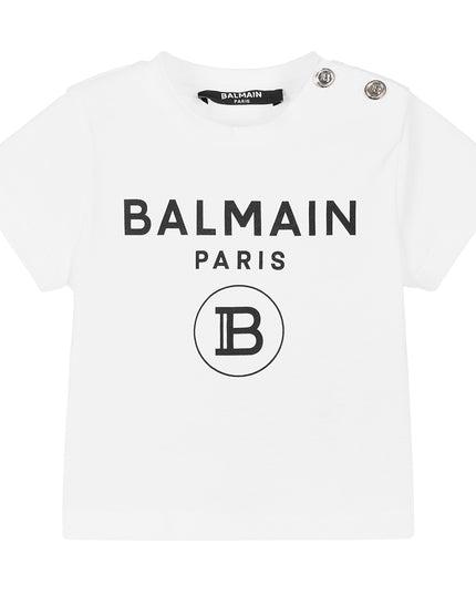BALMAIN-LOGO SS T-SHIRT-6R8551-Z0738-100NE-WHITE