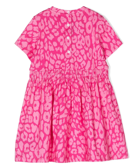 Balmain-Leopard Print Logo Dress-BS1071-Z0082-561RS-Pinkleopr