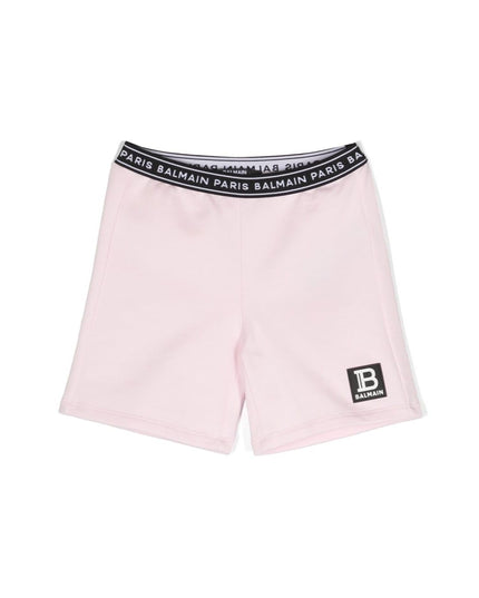 Balmain-Square Logo Shorts-BS6099-Z0081-540-Pink