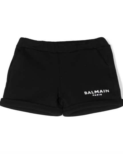 Balmain-Text Logo Shorts-BS6629-Z0001-930-Black