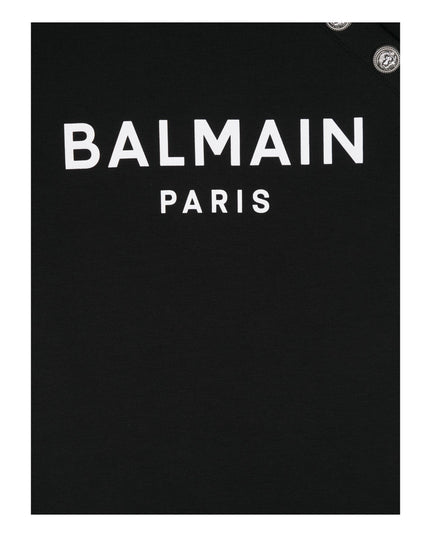 Balmain-Logo with Side Button T-Shirt-BV8Q71-Z2389-930BC-Black