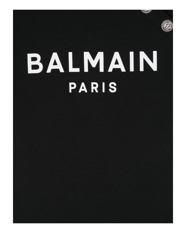 Balmain-Logo with Side Button T-Shirt-BV8Q71-Z2389-930BC-Black