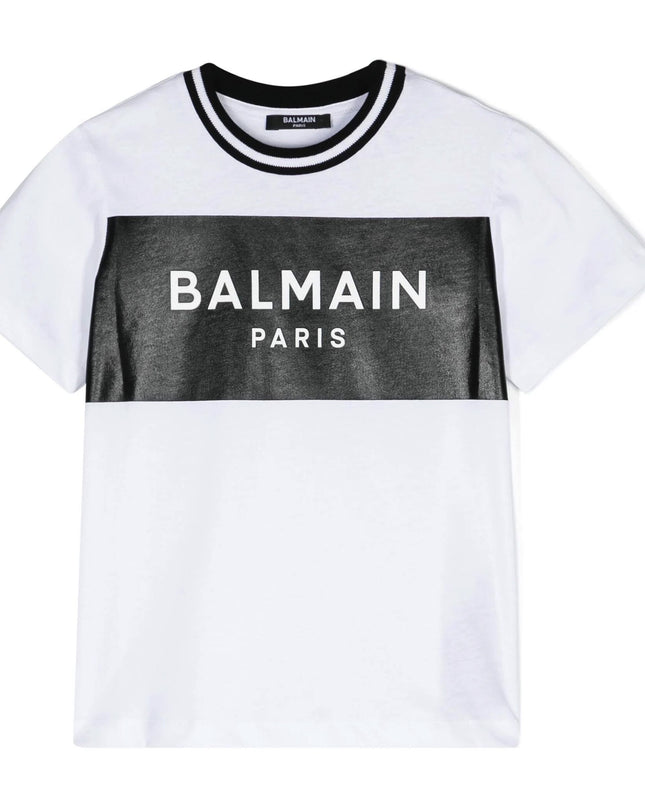 Balmain-Block Logo T-Shirt-BV8Q91-Z0082-100NE-White