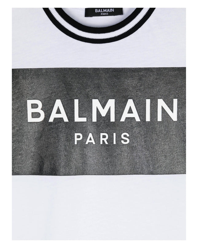 Balmain-Block Logo T-Shirt-BV8Q91-Z0082-100NE-White