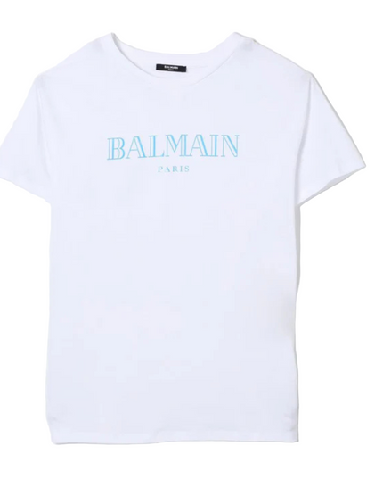 Kids Atelier-Balmain-White Oversized Short Sleeve T-Shirt