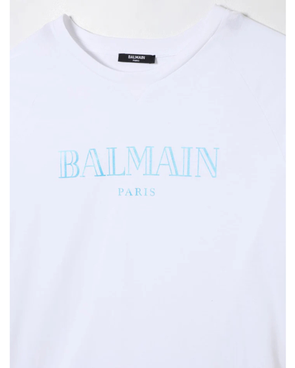Kids Atelier-Balmain-White Oversized Short Sleeve T-Shirt