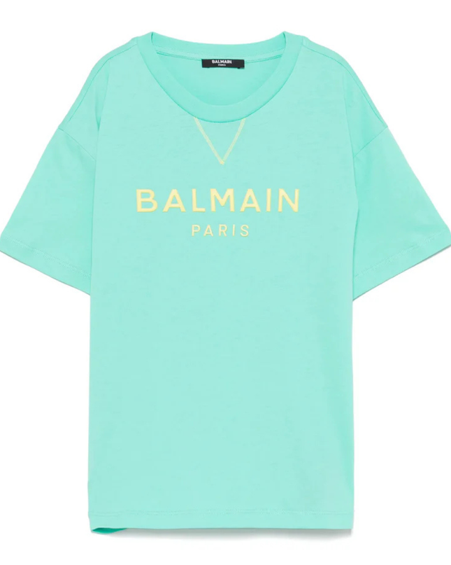 Kids Atelier-Balmain-Turquoise Oversized Short Sleeve T-Shirt
